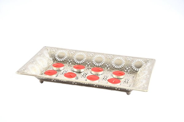 Discountershop Metal tray silver 38X23 cm rectangular | Decorative trays | Metal Tray | Decoration Discountershop Metal tray silver 38X23 cm rectangular | Decorative trays | Metal Tray | Decoration
