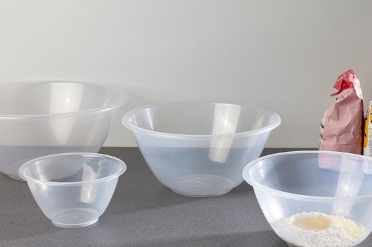 Discountershop Ideale Set 4 stuks Mengkomen Transparant 7l,4l,2.3l.1l - Maatbeker 3 stuks met Handvat 0.5l,1l,2l | Beslagkommen | Keuken | keukenschalen