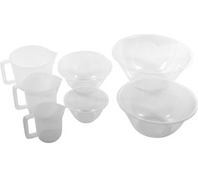 Discountershop Ideale Set 4 stuks Mengkomen Transparant 7l,4l,2.3l.1l - Maatbeker 3 stuks met Handvat 0.5l,1l,2l | Beslagkommen | Keuken | keukenschalen