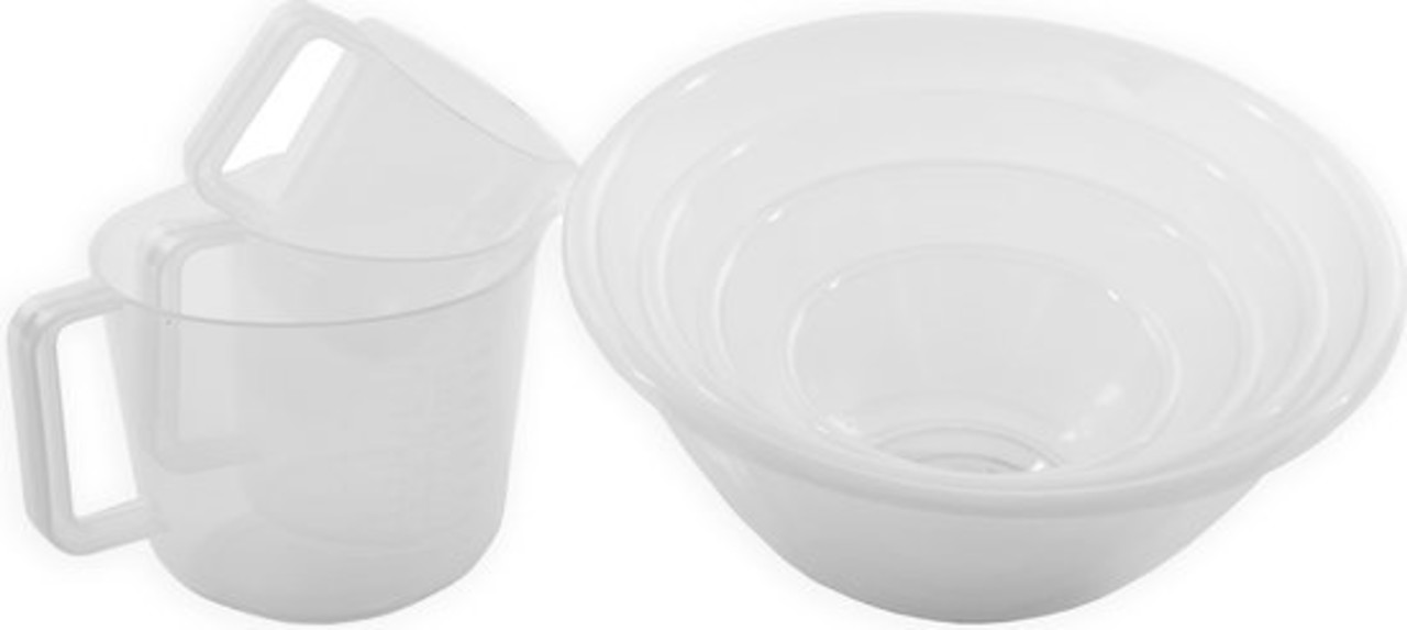 Discountershop Ideale Set 4 stuks Mengkomen Transparant 7l,4l,2.3l.1l - Maatbeker 3 stuks met Handvat 0.5l,1l,2l | Beslagkommen | Keuken | keukenschalen