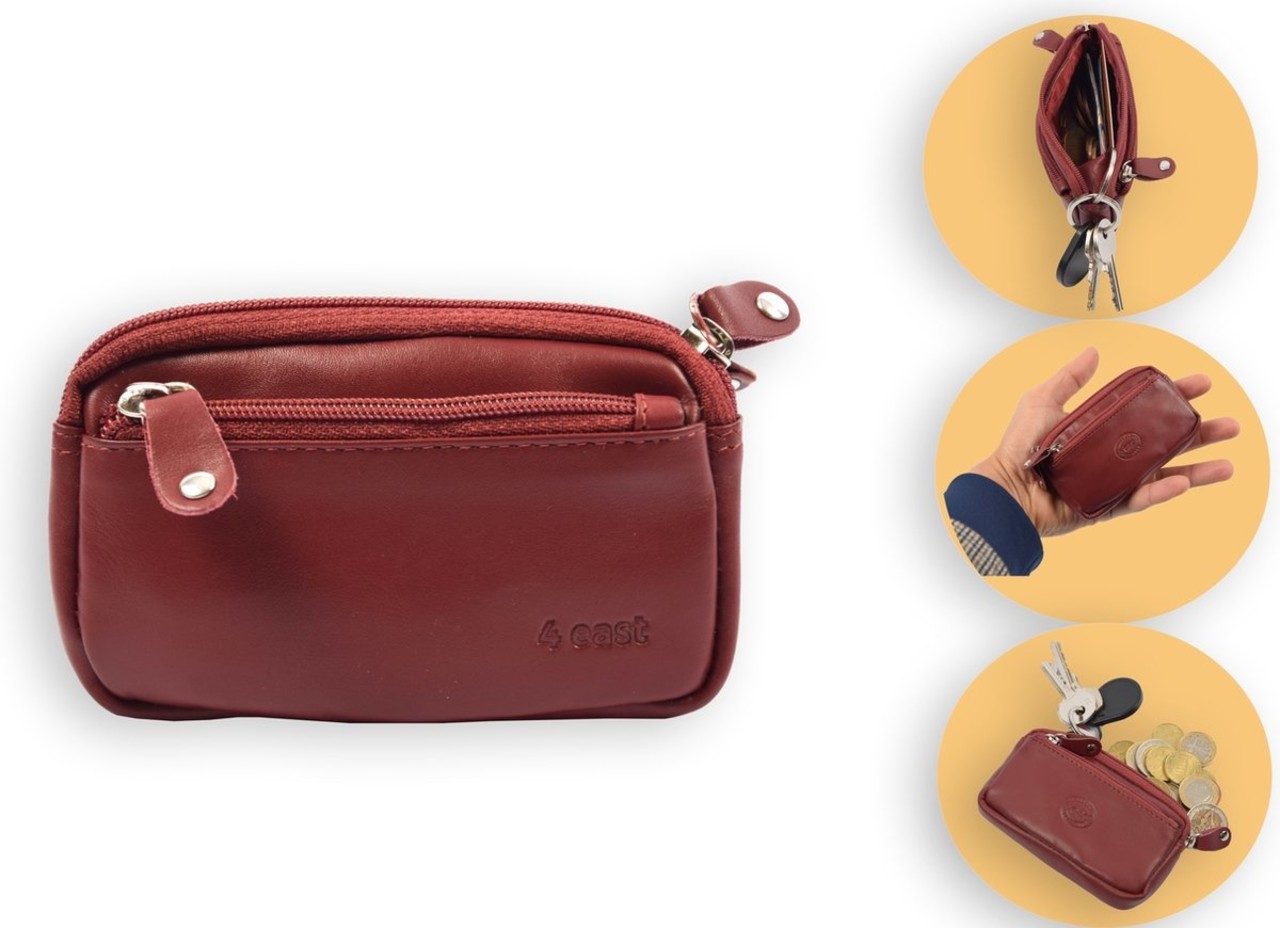4 East Car key RFID Anti-theft Key Pouch - RFID ONLY YOUR CARDS - Case Key pouch wallets - wallet pouch - ring wallet - card holder with zipper - zipper wallet - 3 zipper wallet - buffalo leather -4E-009-burgundy red 4 East Car key RFID Anti-theft Key Pouch - RFID ONLY YOUR CARDS - Case Key pouch wallets - wallet pouch - ring wallet - card holder with zipper - zipper wallet - 3 zipper wallet - buffalo leather -4E-009-burgundy red