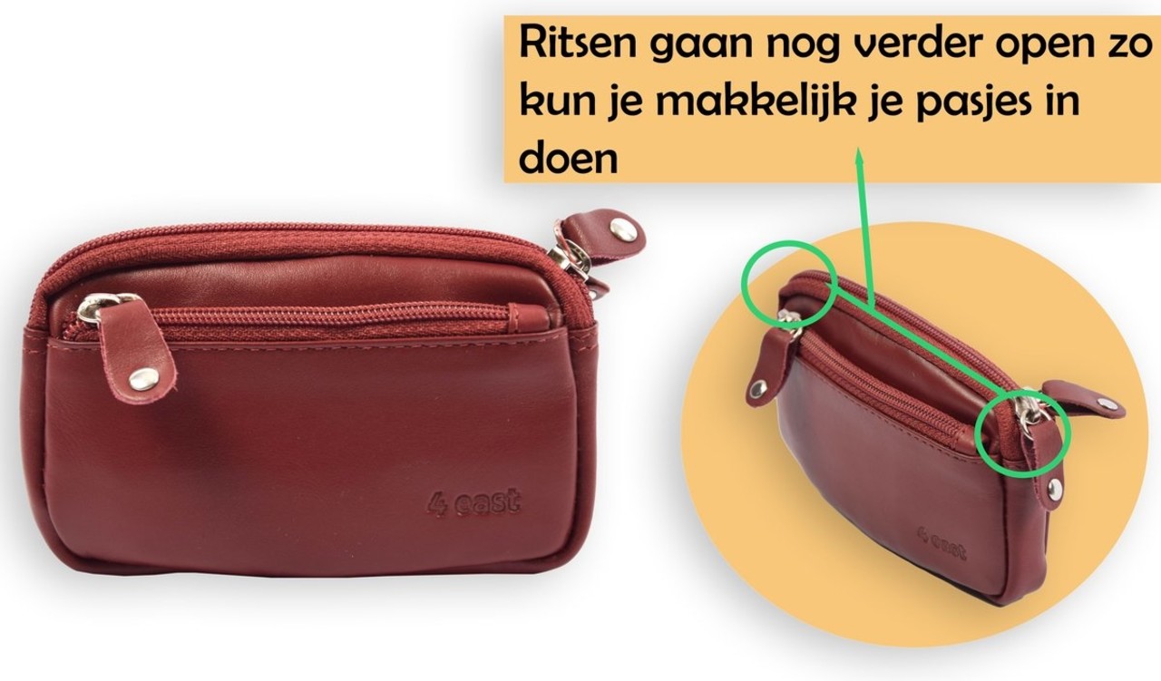 4 East Autosleutel RFID Antidiefstal Sleutel Etui- RFID ALLEEN JE PASJES - Hoesje Sleuteletui portemonnees - portemonnee etui - ring portemonnee - pasjeshouder met rits - rits portemonnee - 3 ritsen portemonnee - buffelleer -4E-009-bordeaux rood 4 East Autosleutel RFID Antidiefstal Sleutel Etui- RFID ALLEEN JE PASJES - Hoesje Sleuteletui portemonnees - portemonnee etui - ring portemonnee - pasjeshouder met rits - rits portemonnee - 3 ritsen portemonnee - buffelleer -4E-009-bordeaux rood
