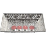 Discountershop Metalen dienblad zilver 28x17 cm rechthoekig | Decoratieve dienbladen | Metalen Dienblad | Decoratie