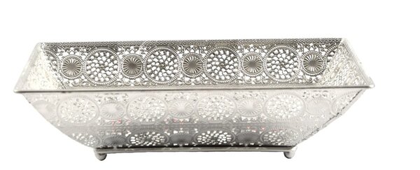 Discountershop Set of 3 beautiful decorative bowls-Metal tray silver 28x17 cm rectangular | Decorative trays | Metal Tray | Decoration Discountershop Set of 3 beautiful decorative bowls-Metal tray silver 28x17 cm rectangular | Decorative trays | Metal Tray | Decoration