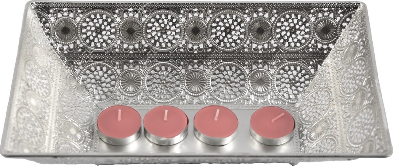 Discountershop Set of 3 beautiful decorative bowls-Metal tray silver 28x17 cm rectangular | Decorative trays | Metal Tray | Decoration Discountershop Set of 3 beautiful decorative bowls-Metal tray silver 28x17 cm rectangular | Decorative trays | Metal Tray | Decoration