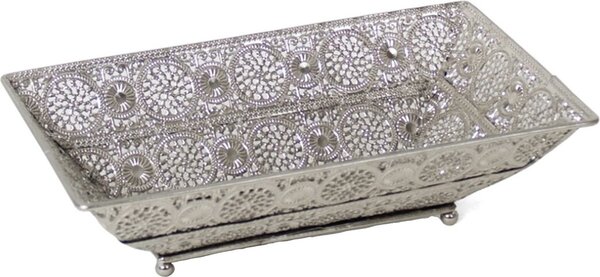 Discountershop Set van 3 prachtige decoratieve schalen-Metalen dienblad zilver 28x17 cm rechthoekig | Decoratieve dienbladen | Metalen Dienblad | Decoratie Discountershop Set van 3 prachtige decoratieve schalen-Metalen dienblad zilver 28x17 cm rechthoekig | Decoratieve dienbladen | Metalen Dienblad | Decoratie