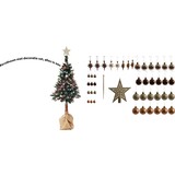 Discountershop Complete Christmas tree with decoration set | all in one | Christmas tree 180 cm natural wooden trunk | Christmas lights 384 Led | 45 set Christmas baubles with peak Gold | with Christmas bauble hooks 50 pieces Discountershop Complete Christmas tree with decoration set | all in one | Christmas tree 180 cm natural wooden trunk | Christmas lights 384 Led | 45 set Christmas baubles with peak Gold | with Christmas bauble hooks 50 pieces
