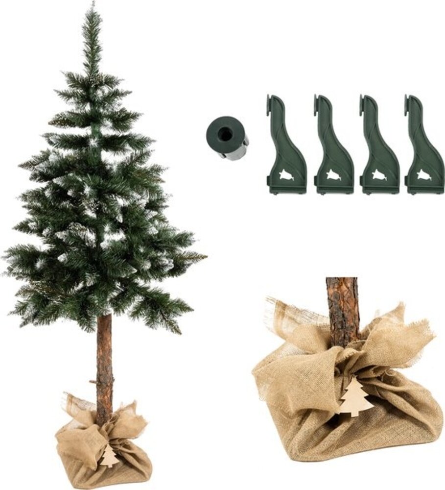 Discountershop Complete Christmas tree with decoration set | all in one | Christmas tree 180 cm natural wooden trunk | Christmas lights 384 Led | 45 set Christmas baubles with peak Gold | with Christmas bauble hooks 50 pieces Discountershop Complete Christmas tree with decoration set | all in one | Christmas tree 180 cm natural wooden trunk | Christmas lights 384 Led | 45 set Christmas baubles with peak Gold | with Christmas bauble hooks 50 pieces
