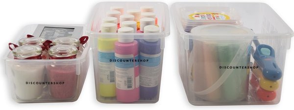 Discountershop 3 Pieces Handy Storage Baskets | Cupboard Storage Solution Organizers | storage box | storage bin | Multifunctional storage bin with handle | Transparent Discountershop 3 Pieces Handy Storage Baskets | Cupboard Storage Solution Organizers | storage box | storage bin | Multifunctional storage bin with handle | Transparent