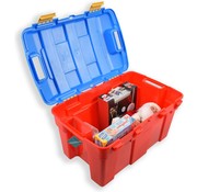 Discountershop Sturdy storage 40 L | Red & Blue storage box | trunk children's toys tools lego | Books Storage box Hinged lid