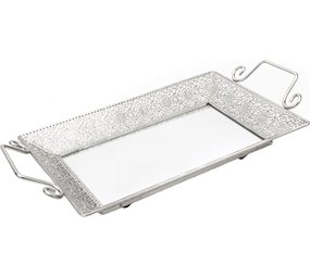 Discountershop Rechthoekig spiegeldienblad 41x22 cm | Decoratieve dienbladen | Metalen Dienblad Met Spiegel | Zilver dienblad Discountershop Rechthoekig spiegeldienblad 41x22 cm | Decoratieve dienbladen | Metalen Dienblad Met Spiegel | Zilver dienblad