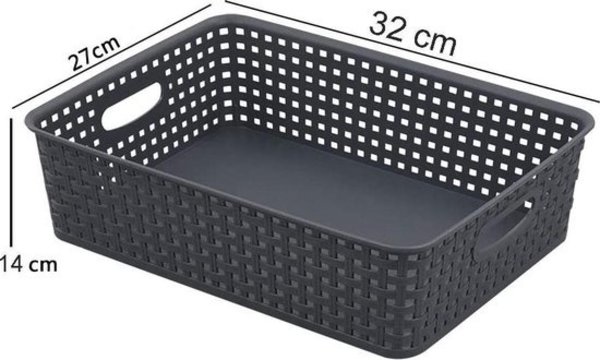 Merkloos 3 X Storage basket - Storage tray - Black storage 35 x 29 x 13 cm Rattan Merkloos 3 X Storage basket - Storage tray - Black storage 35 x 29 x 13 cm Rattan