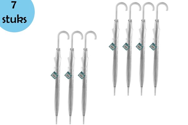 Discountershop Koepelparaplu Transparant 100 cm - 7 stuks Doorzichtige Paraplu - Stevige Damesparaplu voor Regen & Sneeuw - Windproof Discountershop Koepelparaplu Transparant 100 cm - 7 stuks Doorzichtige Paraplu - Stevige Damesparaplu voor Regen & Sneeuw - Windproof