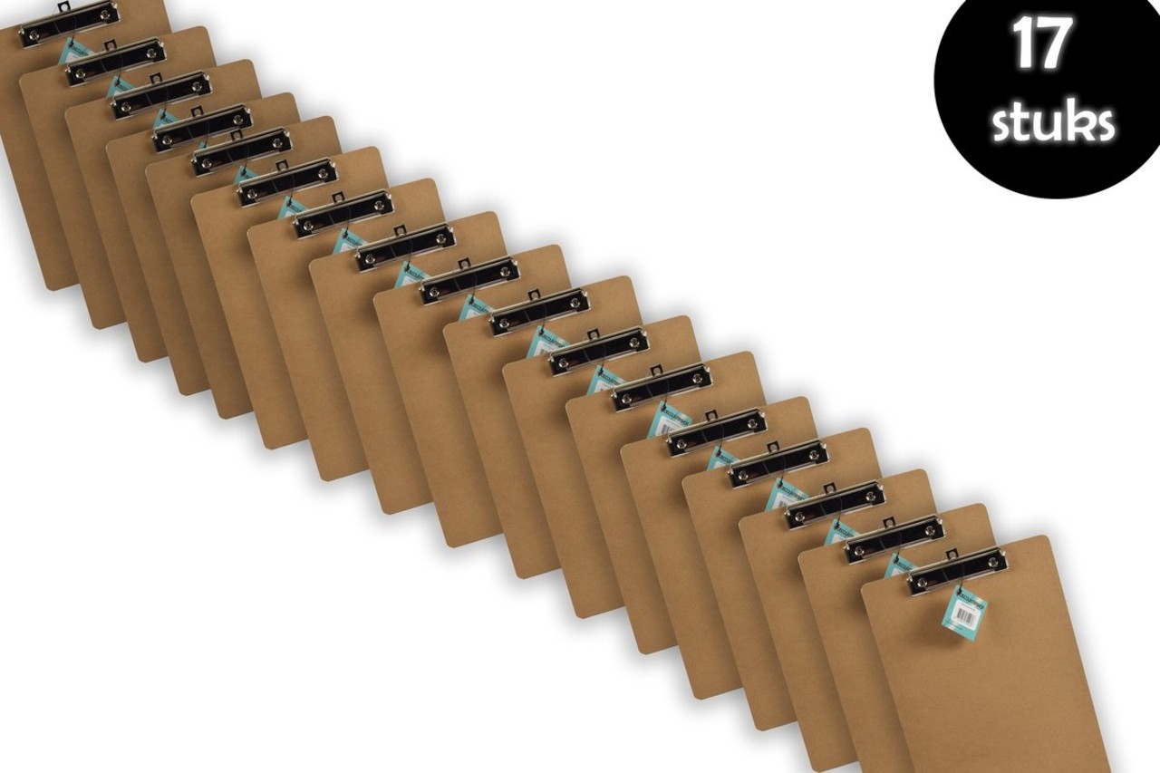 Discountershop 17x Klemborden - Klemborden A4 - Klemborden hout A4 31 x 22 x 1.5 cm