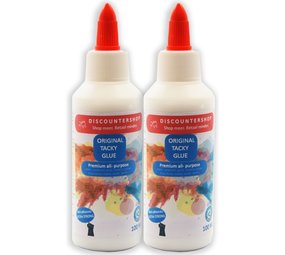 Discountershop Tacky glue with content of 100 ML - 2 pieces in the package - 200 ML Discountershop Tacky glue with content of 100 ML - 2 pieces in the package - 200 ML