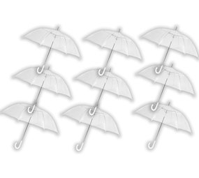 Discountershop Paraplu Transparant Groot 100 cm - Goedkope Paraplu Set van 9 - Trouwparaplu voor Regen & Sneeuw - Windbestendig Discountershop Paraplu Transparant Groot 100 cm - Goedkope Paraplu Set van 9 - Trouwparaplu voor Regen & Sneeuw - Windbestendig