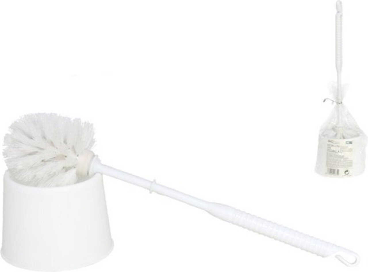Merkloos 2x Toilet brush - Toilet brush plastic -Toilet brush in holder - Toilet brush holder - Toilet brush - brush - Stainless - White 10.5x 33x 6 cm Merkloos 2x Toilet brush - Toilet brush plastic -Toilet brush in holder - Toilet brush holder - Toilet brush - brush - Stainless - White 10.5x 33x 6 cm