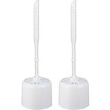 Merkloos 2x Toilet brush - Toilet brush plastic -Toilet brush in holder - Toilet brush holder - Toilet brush - brush - Stainless - White 10.5x 33x 6 cm Merkloos 2x Toilet brush - Toilet brush plastic -Toilet brush in holder - Toilet brush holder - Toilet brush - brush - Stainless - White 10.5x 33x 6 cm
