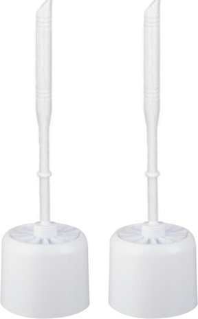 Merkloos 2x Toilet brush - Toilet brush plastic -Toilet brush in holder - Toilet brush holder - Toilet brush - brush - Stainless - White 10.5x 33x 6 cm Merkloos 2x Toilet brush - Toilet brush plastic -Toilet brush in holder - Toilet brush holder - Toilet brush - brush - Stainless - White 10.5x 33x 6 cm
