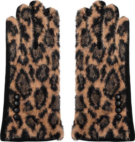 Merkloos Gloves Ladies panther print Gloves Warm Touch - Trendy gloves for winter look - gloves with fur trim - Gloves touchscreen - Copy