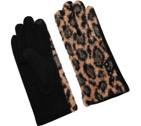 Merkloos Gloves Ladies panther print Gloves Warm Touch - Trendy gloves for winter look - gloves with fur trim - Gloves touchscreen