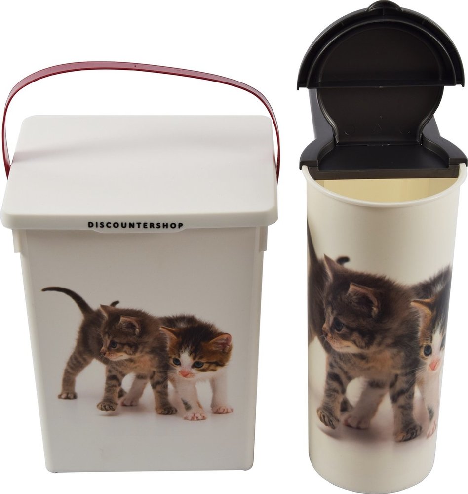 Discountershop 2 stuks Voedselcontainer Kattenbak en hondenbak-4liter - Kattencontainer - Katten- honden -Dierenvoederbox