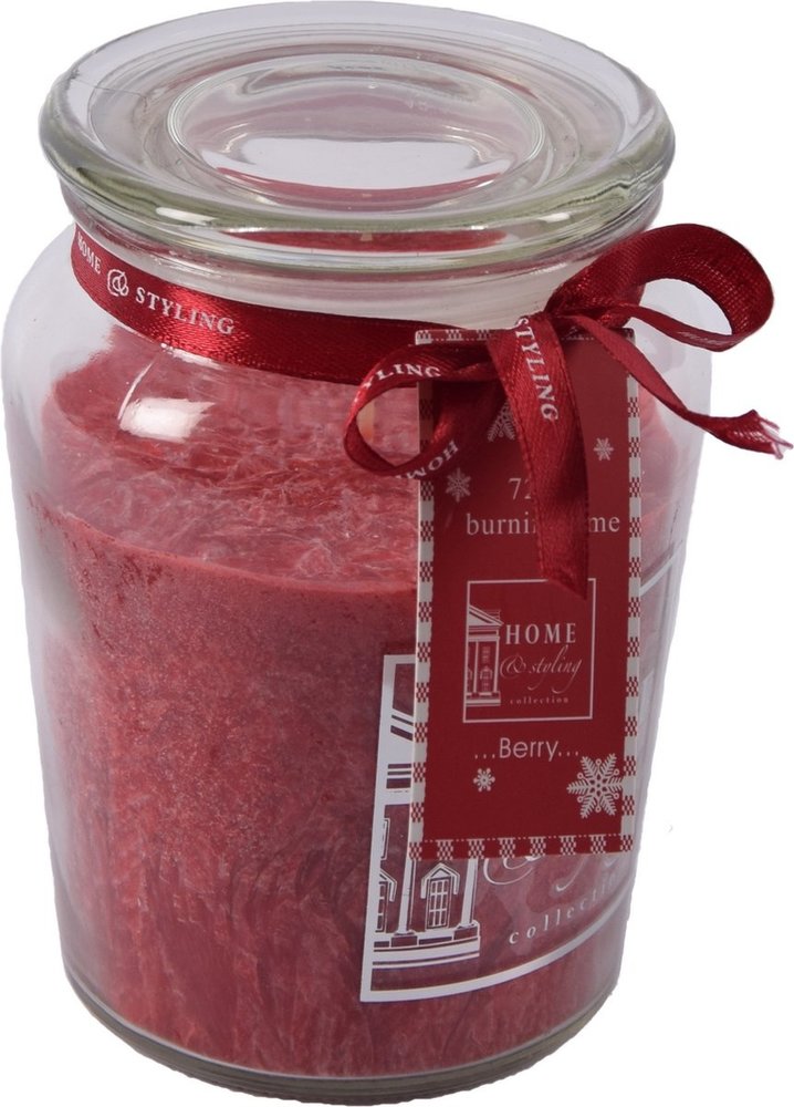 Merkloos Set of 4 Delicious sweet scented candle in glass | berry Red/White | 10x15 cm XL 72/ S 11 burning hours