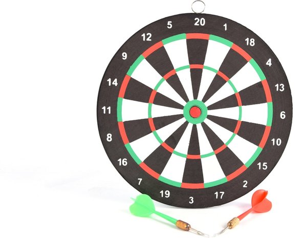 Merkloos Mini Dartboard - 22 cm - double sided - with 2darts Merkloos Mini Dartboard - 22 cm - double sided - with 2darts