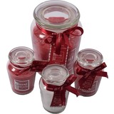 Merkloos Set of 4 Delicious sweet scented candle in glass | berry Red/White | 10x15 cm XL 72/ S 11 burning hours