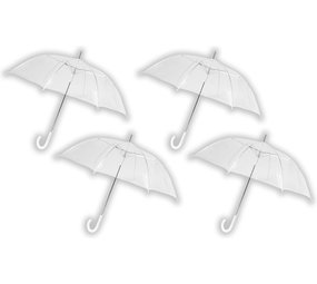 Discountershop Doorzichtige Koepelparaplu 100 cm - Transparant Trouwparaplu - Sterke Paraplu 4 stuks - Winddicht & Stevig Discountershop Doorzichtige Koepelparaplu 100 cm - Transparant Trouwparaplu - Sterke Paraplu 4 stuks - Winddicht & Stevig