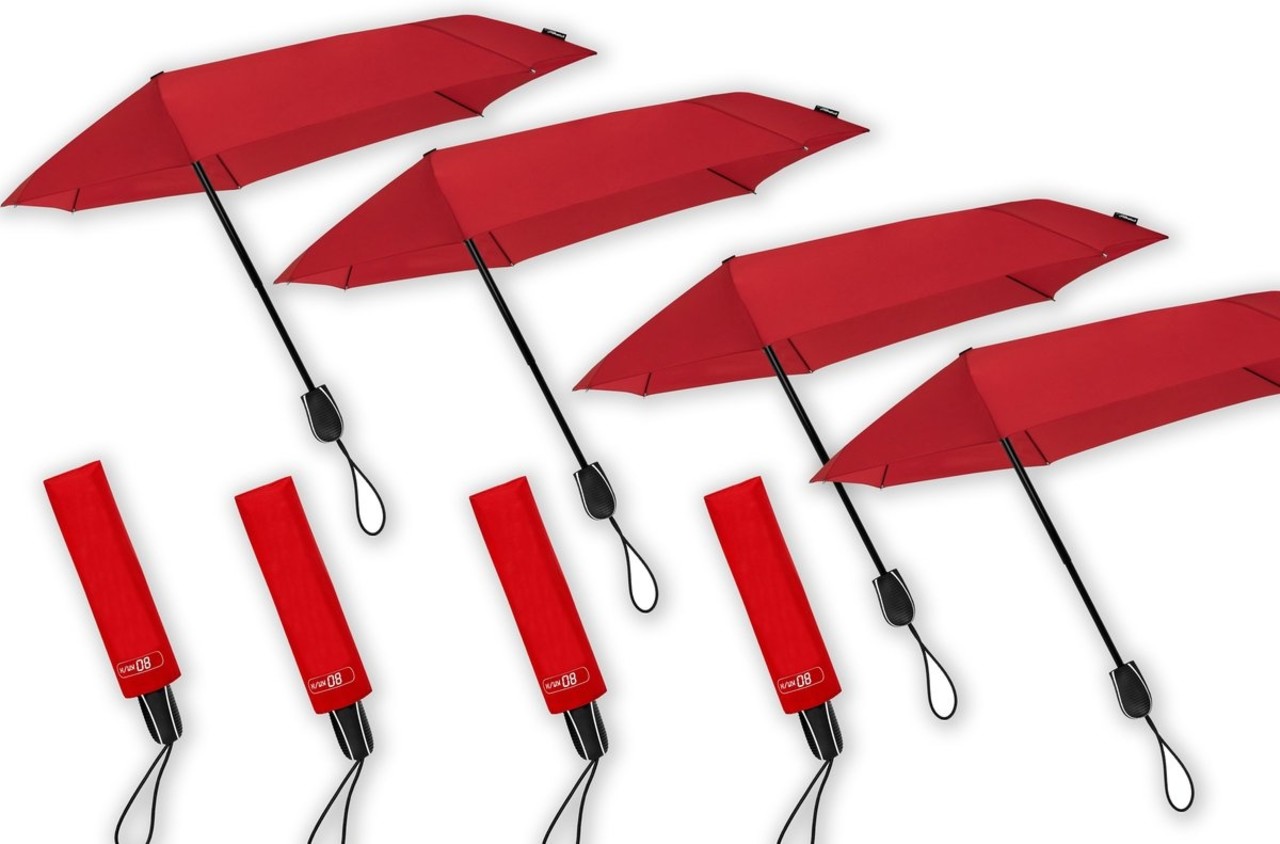 Merkloos Umbrella against storms up to 80 km - 4 pieces in the package - Storm umbrella suitable for gusts of wind up to 80 km/h - Ø 100 cm - Red