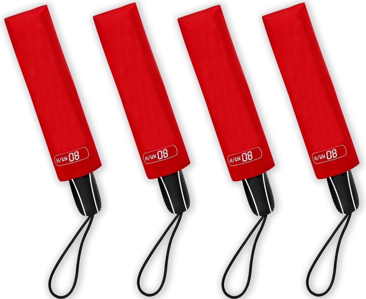 Merkloos Umbrella against storms up to 80 km - 4 pieces in the package - Storm umbrella suitable for gusts of wind up to 80 km/h - Ø 100 cm - Red