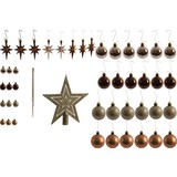 Discountershop Kleine Kerstballen met 50 Kerstbalhaakjes 3-4cm 44-delig |decoratie met en piek goud bruin met glitters ketting |kunststof kerstbal Discountershop Kleine Kerstballen met 50 Kerstbalhaakjes 3-4cm 44-delig |decoratie met en piek goud bruin met glitters ketting |kunststof kerstbal