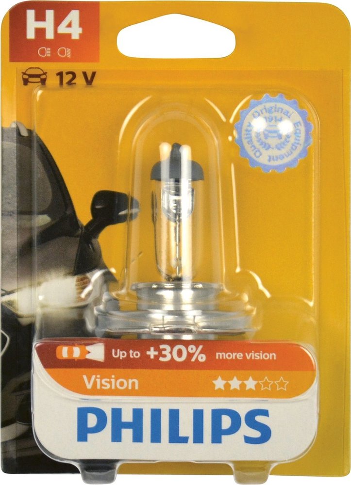 Philips Philips Vision Halogeenlamp - H4 Autolamp - 12V Philips Philips Vision Halogeenlamp - H4 Autolamp - 12V