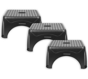 Discountershop 3 X Opstapkrukje Max. belastbaar gewicht 150 KG Opstapkrukje - opstapje/trappetje zwart met anti-slip -150 kg - oppervlak 45 x 31.5 cm
