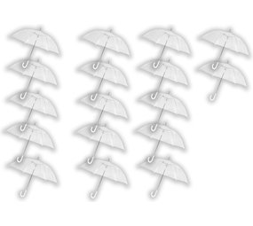 Discountershop Transparante Paraplu Bruiloft 100 cm - Doorzichtige Koepelparaplu - Bruidsparaplu 100 cm - 17 stuks Voordelpak