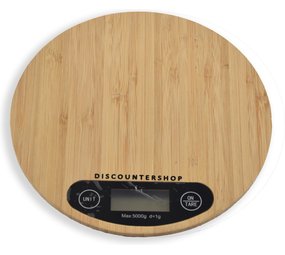 Merkloos Bamboo Kitchen Scales digital - Round - Up to 5 Kg - Kitchen Scales - Scale