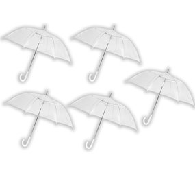 Discountershop Transparent PVC Stick Umbrella 100cm – 5 Pack Clear Dome Umbrellas – Strong Windproof Wedding Umbrellas Discountershop Transparent PVC Stick Umbrella 100cm – 5 Pack Clear Dome Umbrellas – Strong Windproof Wedding Umbrellas