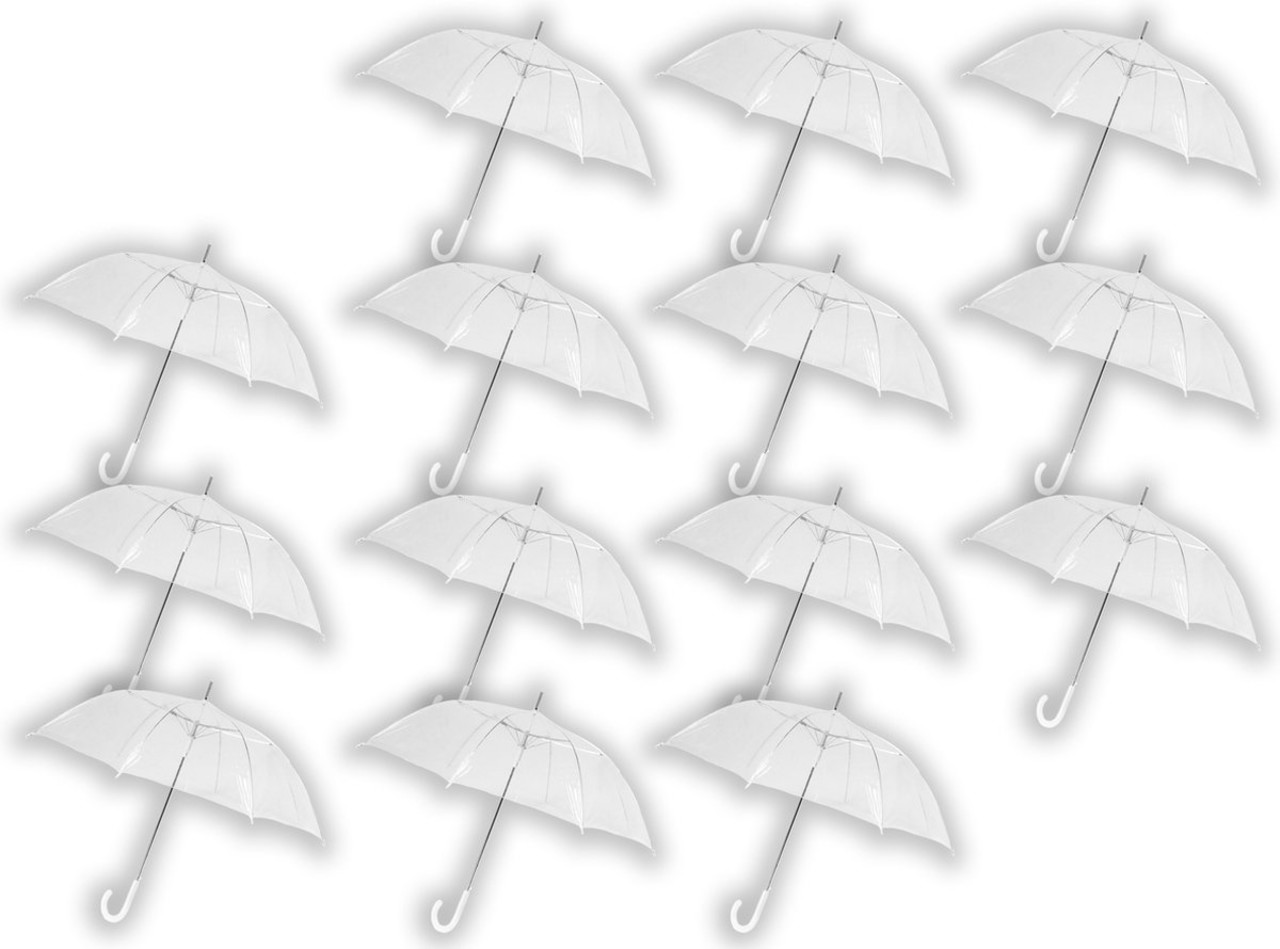 Discountershop Paraplu Transparant Groot 100 cm - Doorzichtige Koepelparaplu - Trouwparaplu 14 stuks - Stevige & Winddicht Discountershop Paraplu Transparant Groot 100 cm - Doorzichtige Koepelparaplu - Trouwparaplu 14 stuks - Stevige & Winddicht