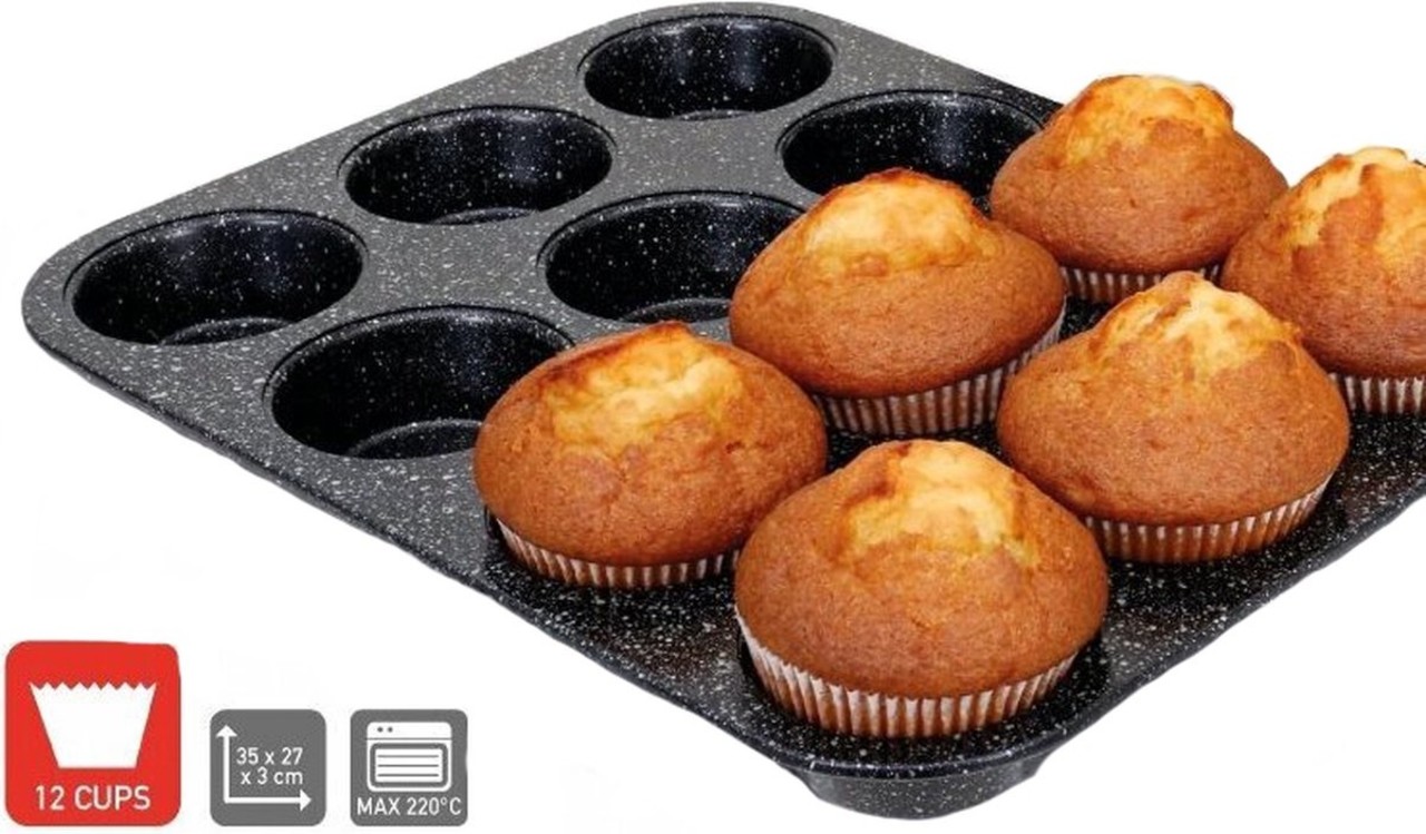 Merkloos Muffin mold baking tin - 12 pieces - with non-stick coating Merkloos Muffin mold baking tin - 12 pieces - with non-stick coating