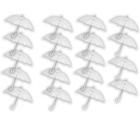 Discountershop 19 pieces Umbrella transparent plastic umbrellas 100 cm - transparent umbrella - wedding umbrella - bridal umbrella - stylish - wedding - wedding - fashionable - wedding umbrella