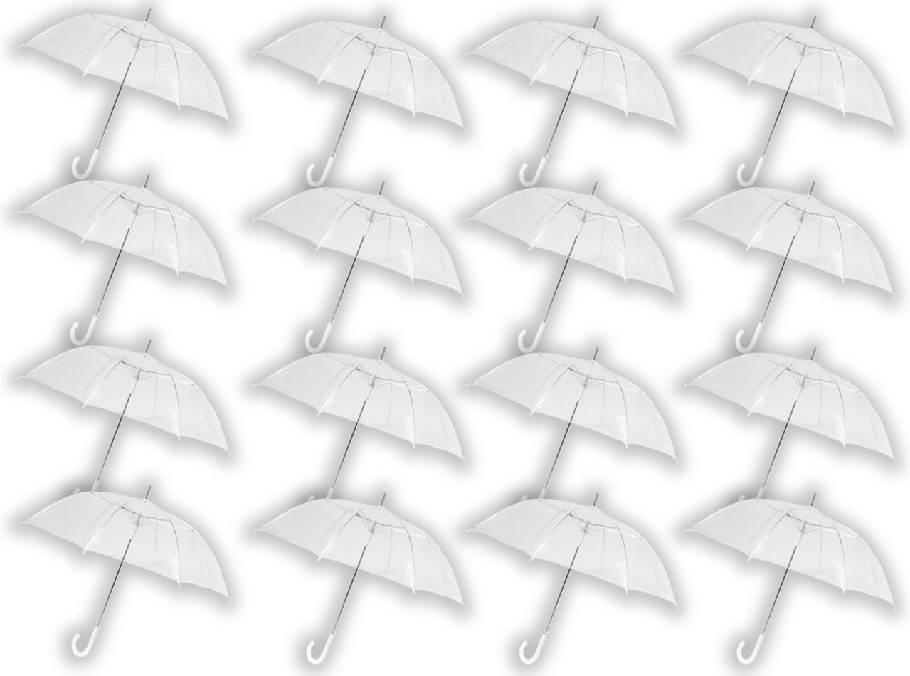 zuurgraad Slim aanpassen 18 stuks Paraplu transparant plastic paraplu's 100 cm - doorzichtige -  Discountershop.nl