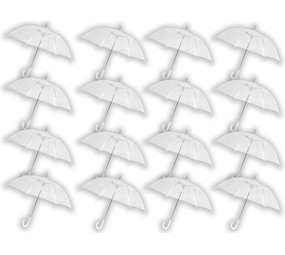 Discountershop Grote Doorzichtige Paraplu 100 cm - Trouwparaplu Transparant - 16 stuks Voordelpak Bruidsparaplu - Windbestendig