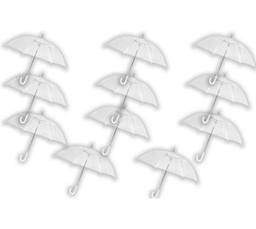 Discountershop Paraplu Transparant Groot 100 cm - Doorzichtige Koepelparaplu - 11 stuks Trouwparaplu voor Regen - Windproof & Stevig