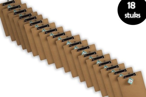 Discountershop 18x Klemborden - Klemborden A4 - Klemborden hout A4 31 x 22 x 1.5 cm