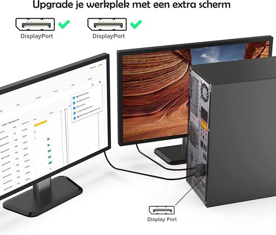 Discountershop Kabel displayport naar displayport kabel DP kabel - Kabel 4K - 2meter Discountershop Kabel displayport naar displayport kabel DP kabel - Kabel 4K - 2meter
