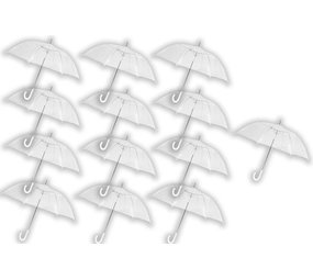 Discountershop 13x Transparent PVC Stick Umbrella 100cm – Transparent Clear Dome – Durable Wind-Resistant Umbrella – Strong Snow Proof Wedding Umbrellas – Travel Accessories