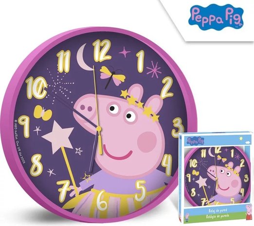 Nickelodeon Wandklok voor kinderen peppa pig 25cm | peppa pig wandklok | roze/paars Klok | Speelgoed peppa pig Nickelodeon Wandklok voor kinderen peppa pig 25cm | peppa pig wandklok | roze/paars Klok | Speelgoed peppa pig