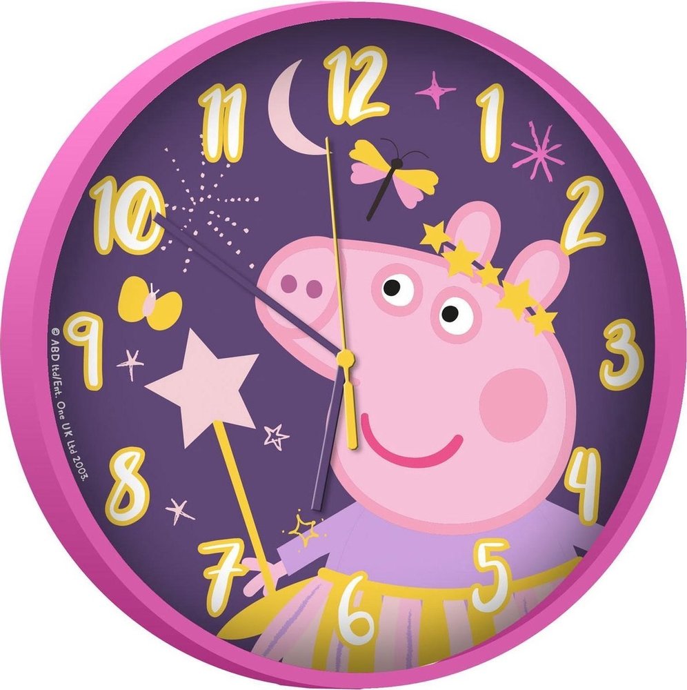 Nickelodeon Wandklok voor kinderen peppa pig 25cm | peppa pig wandklok | roze/paars Klok | Speelgoed peppa pig Nickelodeon Wandklok voor kinderen peppa pig 25cm | peppa pig wandklok | roze/paars Klok | Speelgoed peppa pig