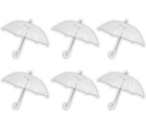 Discountershop Transparante Bruidsparaplu 100cm – 6 Stuks Grote Koepelparaplu – Winddichte Sneeuwbestendige Trouwparaplu Set